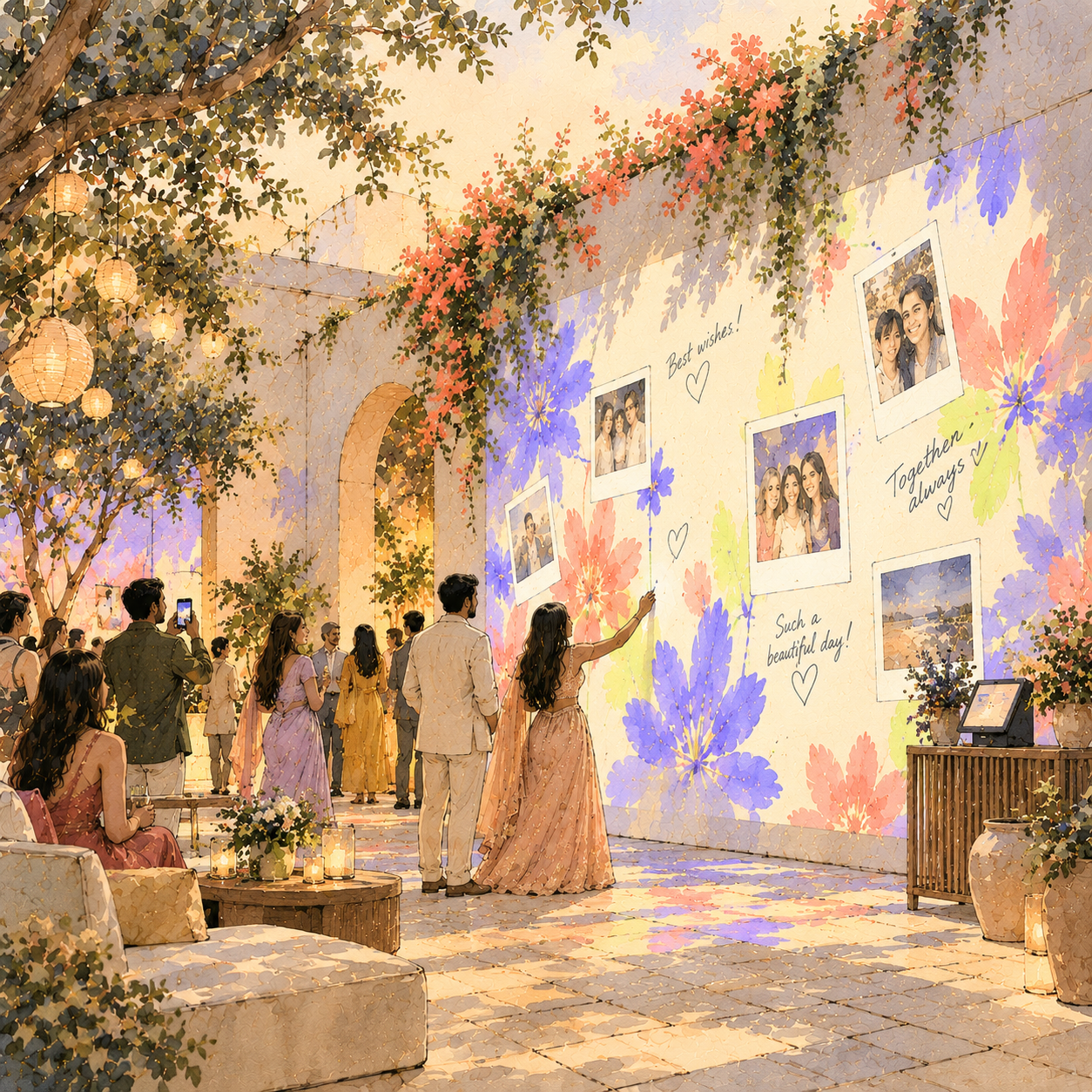 Immersive installation reacting to people in a physical environment